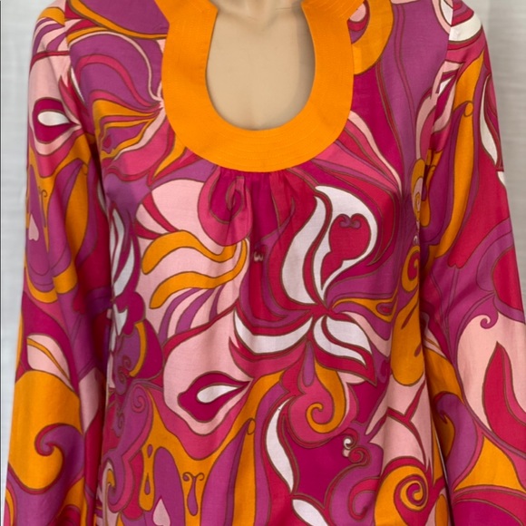 Trina Turk Dress Bonita Pink & Orange Mod Print Size 6 Excellent Condition - Picture 11 of 12